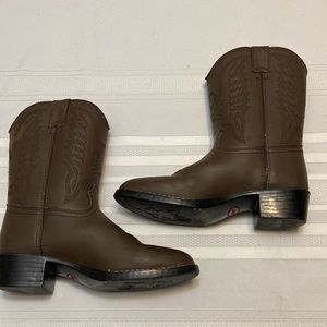 Durango Western Dark Brown Boys Cowboy Boots - Excellent Used Condition- Size 3